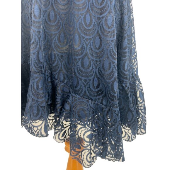 NWT Free People Blue Burnout Velvet Lace Mini Slip Dress | Boho Whimsigoth Fairy - Picture 14 of 16